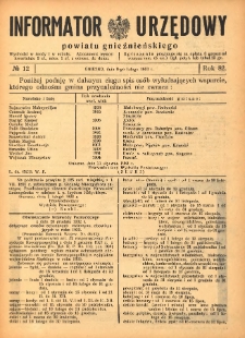 Informator Urzędowy Powiatu Gnieźnieńskiego 1933.02.08 R.82 Nr12