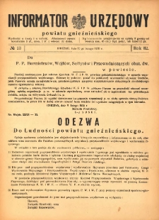 Informator Urzędowy Powiatu Gnieźnieńskiego 1933.02.11 R.82 Nr13