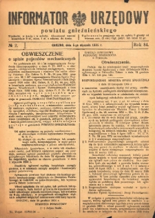 Informator Urzędowy Powiatu Gnieźnieńskiego 1935.01.05 R.84 Nr2