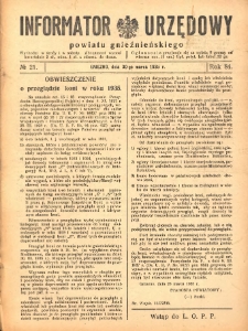 Informator Urzędowy Powiatu Gnieźnieńskiego 1935.03.30 R.84 Nr21