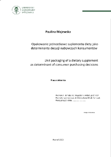 Opakowanie jednostkowe suplementu diety jako determinanta decyzji nabywczych konsumentów