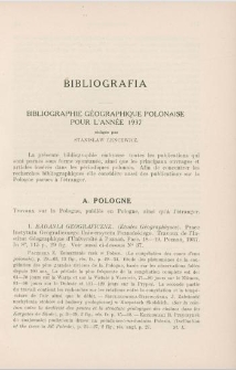 Bibliographie géographique polonaise pour l´année 1937