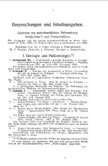 Literatur zur naturkundlichen Erforschung Großpolens und Pommerellens (Für Großpolen seit der letzten Zusammentstellung in dieser Zeitschrift (9. Heft, 1927), für Pommerellen (neu aufgenomme) seit 1920