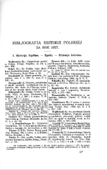 Bibljografja historji polskiej za rok 1927