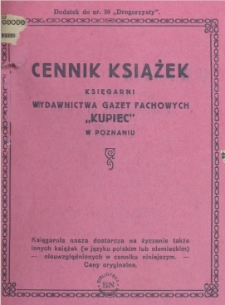 Cennik książek Księgarni Wydawnictwa Gazet Fachowych "Kupiec"