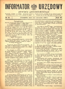 Informator Urzędowy Powiatu Gnieźnieńskiego 1937.04.14 R.86 Nr24