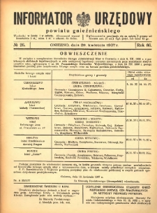 Informator Urzędowy Powiatu Gnieźnieńskiego 1937.04.20 R.86 Nr26