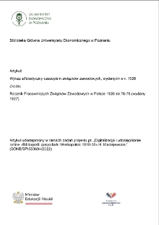 Wykaz alfabetyczny czasopism związków zawodowych, wydanych w r. 1926