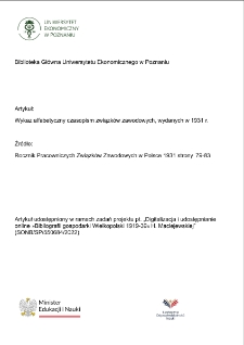 Wykaz alfabetyczny czasopism związków zawodowych, wydanych w 1931 r.