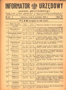Informator Urzędowy Powiatu Gnieźnieńskiego 1938.04.09 R.87 Nr28