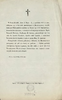 [Zawiadomienie Inc.:] " W poniedziałek, dnia 21 maja r. b., o godzinie 11ej z rana, odbędzie się w kościele parafialnym Montmorency ..."