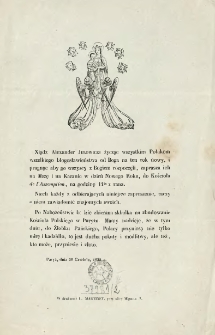 [Zaproszenie Inc.:] " Xiądz Alexander Jełowicki życząc wszystkim Polakom wszelkiego błogosławieństwa ..."