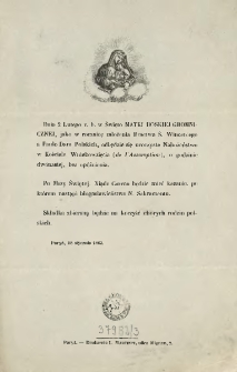 [Zaproszenie Inc.:] " Dnia 2 lutego r. b. w Święto Matki Boskiej Gromnicznej ..."