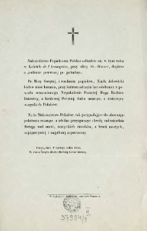 [Zaproszenie Inc.:] " Nabożeństwo Popielcowe Polskie odbędzie się w tym roku ..."