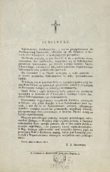[Zaproszenie Inc.:] " Nabożeństwo Jubileuszowe, a razem przygotowanie do Wielkanocnej Spowiedzi ..."