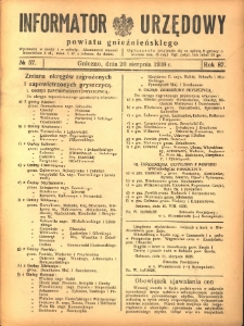 Informator Urzędowy Powiatu Gnieźnieńskiego 1938.08.20 R.87 Nr57