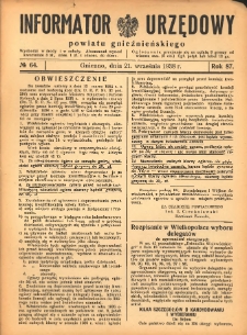 Informator Urzędowy Powiatu Gnieźnieńskiego 1938.09.21 R.87 Nr64