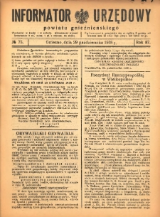 Informator Urzędowy Powiatu Gnieźnieńskiego 1938.10.29 R.87 Nr75
