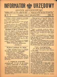 Informator Urzędowy Powiatu Gnieźnieńskiego 1938.11.09 R.87 Nr77