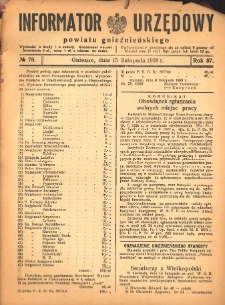 Informator Urzędowy Powiatu Gnieźnieńskiego 1938.11.15 R.87 Nr78