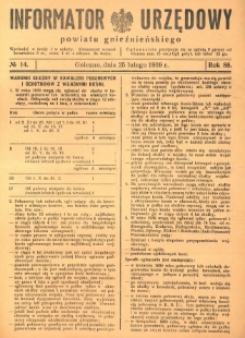 Informator Urzędowy Powiatu Gnieźnieńskiego 1939.02.25 R.88 Nr14