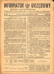 Informator Urzędowy Powiatu Gnieźnieńskiego 1939.06.10 R.88 Nr42
