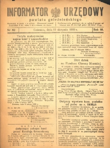 Informator Urzędowy Powiatu Gnieźnieńskiego 1939.08.19 R.88 Nr62