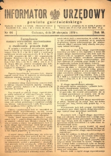 Informator Urzędowy Powiatu Gnieźnieńskiego 1939.08.26 R.88 Nr64