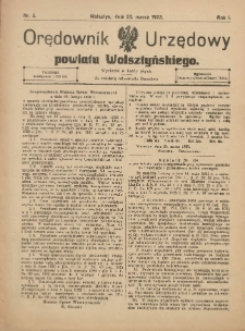 Orędownik Urzędowy Powiatu Wolsztyńskiego: za redakcję odpowiada Starostwo 1923.03.23 R.1 Nr3