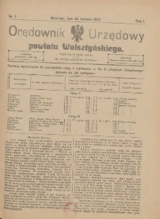 Orędownik Urzędowy Powiatu Wolsztyńskiego: za redakcję odpowiada Starostwo 1923.04.20 R.1 Nr7