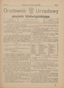 Orędownik Urzędowy Powiatu Wolsztyńskiego: za redakcję odpowiada Starostwo 1923.05.25 R.1 Nr12