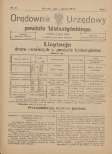 Orędownik Urzędowy Powiatu Wolsztyńskiego: za redakcję odpowiada Starostwo 1923.06.01 R.1 Nr13