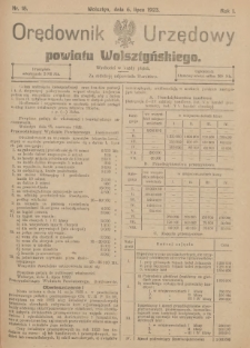 Orędownik Urzędowy Powiatu Wolsztyńskiego: za redakcję odpowiada Starostwo 1923.07.06 R.1 Nr18