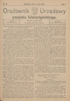 Orędownik Urzędowy Powiatu Wolsztyńskiego: za redakcję odpowiada Starostwo 1923.07.13 R.1 Nr19