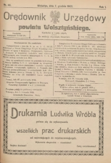 Orędownik Urzędowy Powiatu Wolsztyńskiego: za redakcję odpowiada Starostwo 1923.12.07 R.1 Nr40