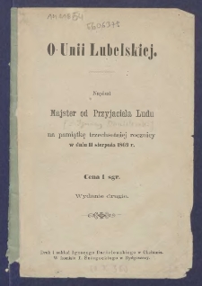 O Unii Lubelskiej: napisał Majster od Przyjaciela Ludu