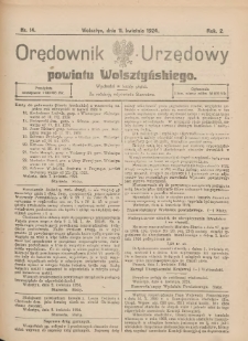 Orędownik Urzędowy Powiatu Wolsztyńskiego: za redakcję odpowiada Starostwo 1924.04.11 R.2 Nr14