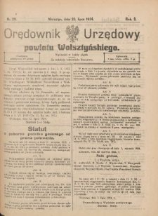 Orędownik Urzędowy Powiatu Wolsztyńskiego: za redakcję odpowiada Starostwo 1924.07.23 R.2 Nr29
