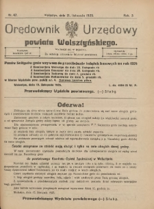 Orędownik Urzędowy Powiatu Wolsztyńskiego: za redakcję odpowiada Starostwo 1925.11.21 R.3 Nr47