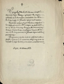 [Zawiadomienie Inc.:] " W przyszły wtorek, 25 marca w Święto Zwiastowania Najśw. Panny, o godzinie 12 ..."