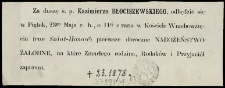 [Zawiadomienie Inc.:] " Za duszę ś. p. Kazimierza Błociszewskiego, odbędzie się w piątek, 23go maja ..."