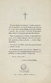 [Zawiadomienie Inc.:] " Donosimy Szanownym Braciom, iż nauki przygotowawcze do Spowiedzi i Komunii Wielkanocnej ..."