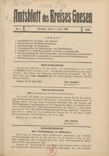 Amtsblatt des Kreises Gnesen 1940.06.06 Nr1