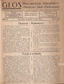 Głos Pracowników Adwokatury i Notarjatu Ziem Zachodnich: czasopismo poświęcone sprawom zawodowym pracowników adwokatury i notarjatu Ziem Zachodnich 1933.01 i 02 R.2 Nr5 i 6