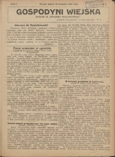 Gospodyni Wiejska: dodatek do &bdquo;Poradnika Gospodarskiego&rdquo; 1916.04.14 R.1 Nr3