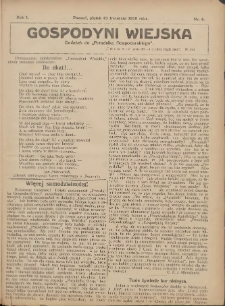 Gospodyni Wiejska: dodatek do &bdquo;Poradnika Gospodarskiego&rdquo; 1916.04.21 R.1 Nr4