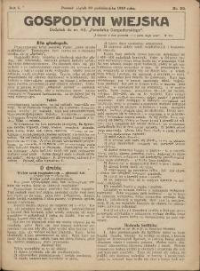 Gospodyni Wiejska: dodatek do nr.42 &bdquo;Poradnika Gospodarskiego&rdquo; 1916.10.20 R.1 Nr30