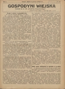 Gospodyni Wiejska: dodatek do nr.49. &bdquo;Poradnika Gospodarskiego&rdquo; 1916.12.08 R.1 Nr37