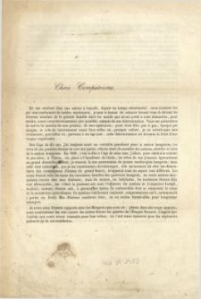 [Odezwa Inc.:] "Chers Compatriotes, En me rendant chez une nation..."