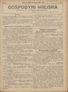 Gospodyni Wiejska: dodatek do nr.7. „Poradnika Gospodarskiego” 1917.02.16 R.2 Nr7